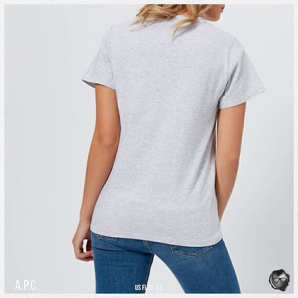 A.P.C. U.S. FLAG TEE IN GREY MELANGE 2017 U.S. CAPSULE COLLECTION T-SHIRT NWT - Picture 9 of 14